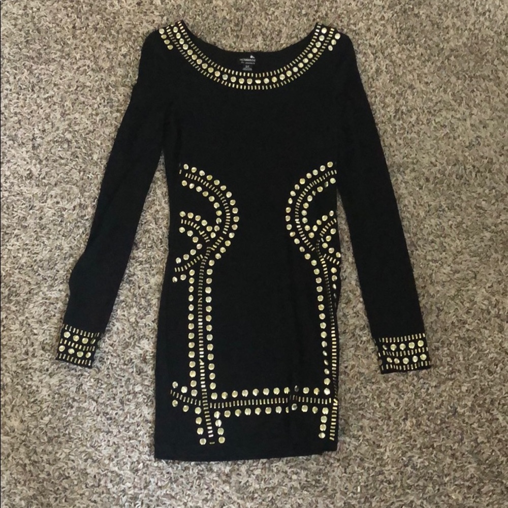 Studded cotton dress! Black with gold accents S
